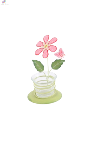 Tea light holder Pink flower