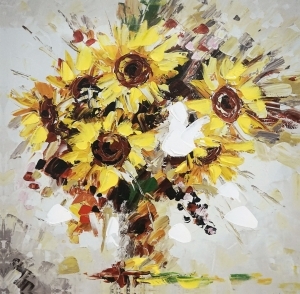 Oil painting  Sunflower vase