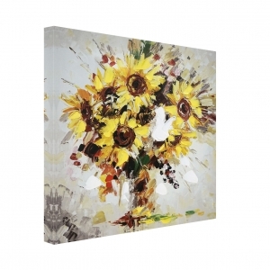 Oil painting  Sunflower vase