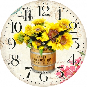 Wall clock Sunflower bouquet 