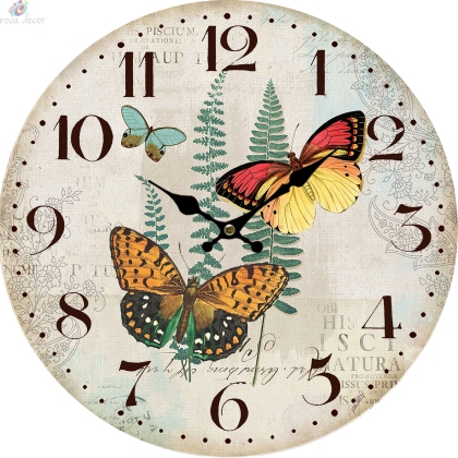 Wall clock Three butterflies