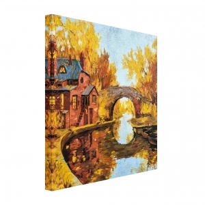 Oil painting Autumn landscape